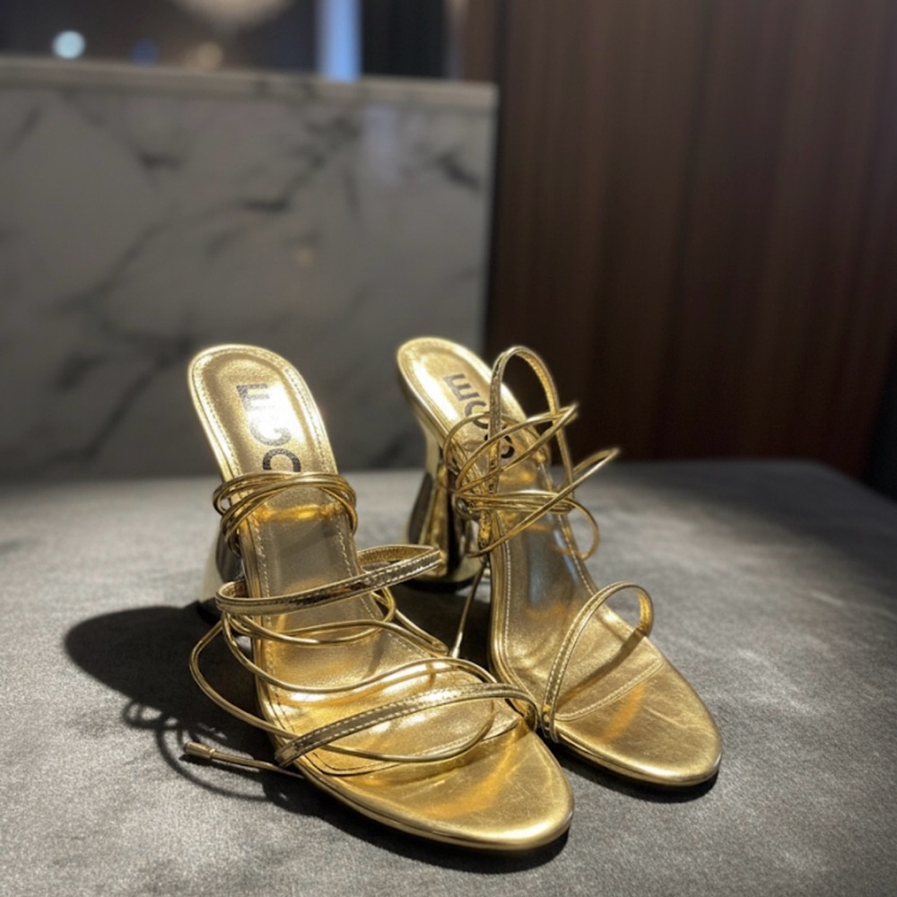 EGO Gold Strappy Heels
